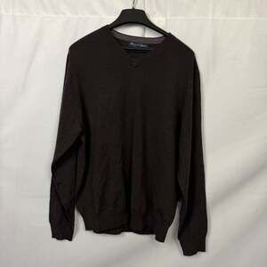 NWT Davis & Squire 100% Merino Wool V Neck Brown Sweater Mens Size L